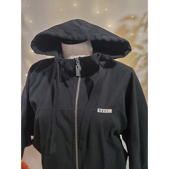 Roxy Vtg Y2K Hooded Batwing Dolman 3/4 Sleeve Zip Jacket Womens Size M Black - Picture 5 of 9
